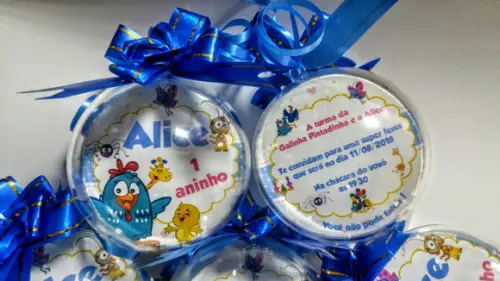 Convite Bola De Acrílico Galinha Pintadinha 10 uni