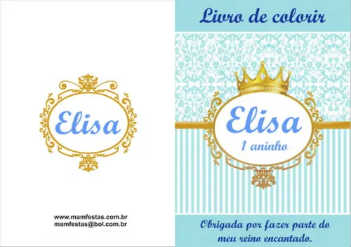 Livrinho Revista Para Colorir + Giz De Cera Coroa Azul