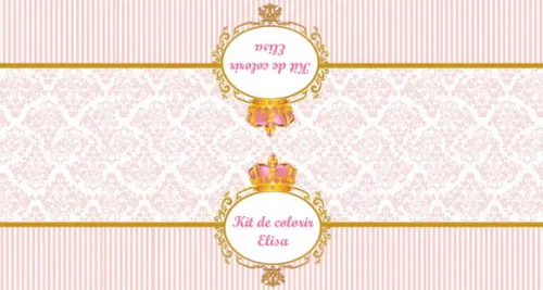 Livrinho Revista Para Colorir + Giz De Cera Coroa Rosa