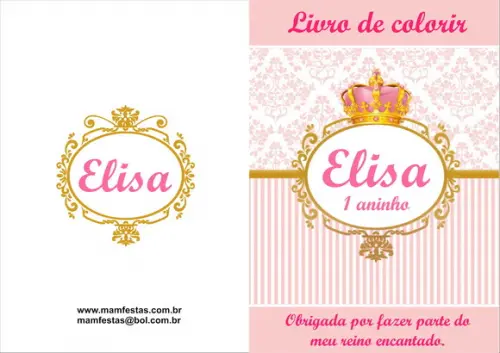Livrinho Revista Para Colorir + Giz De Cera Coroa Rosa