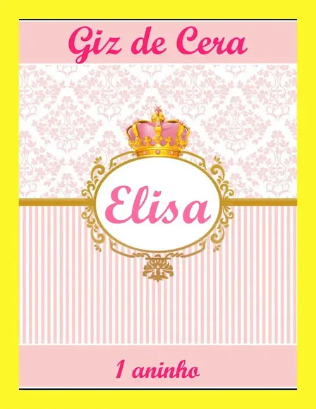 Livrinho Revista Para Colorir + Giz De Cera Coroa Rosa