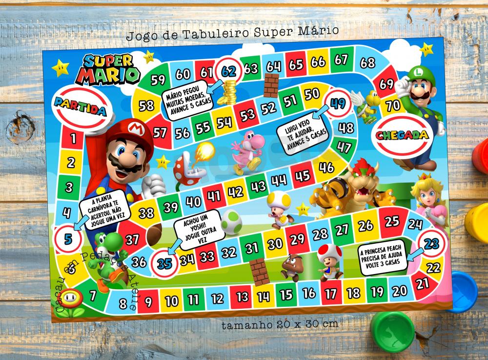 Jogo de Tabuleiro Super mário Galaxi lembrancinha infantil