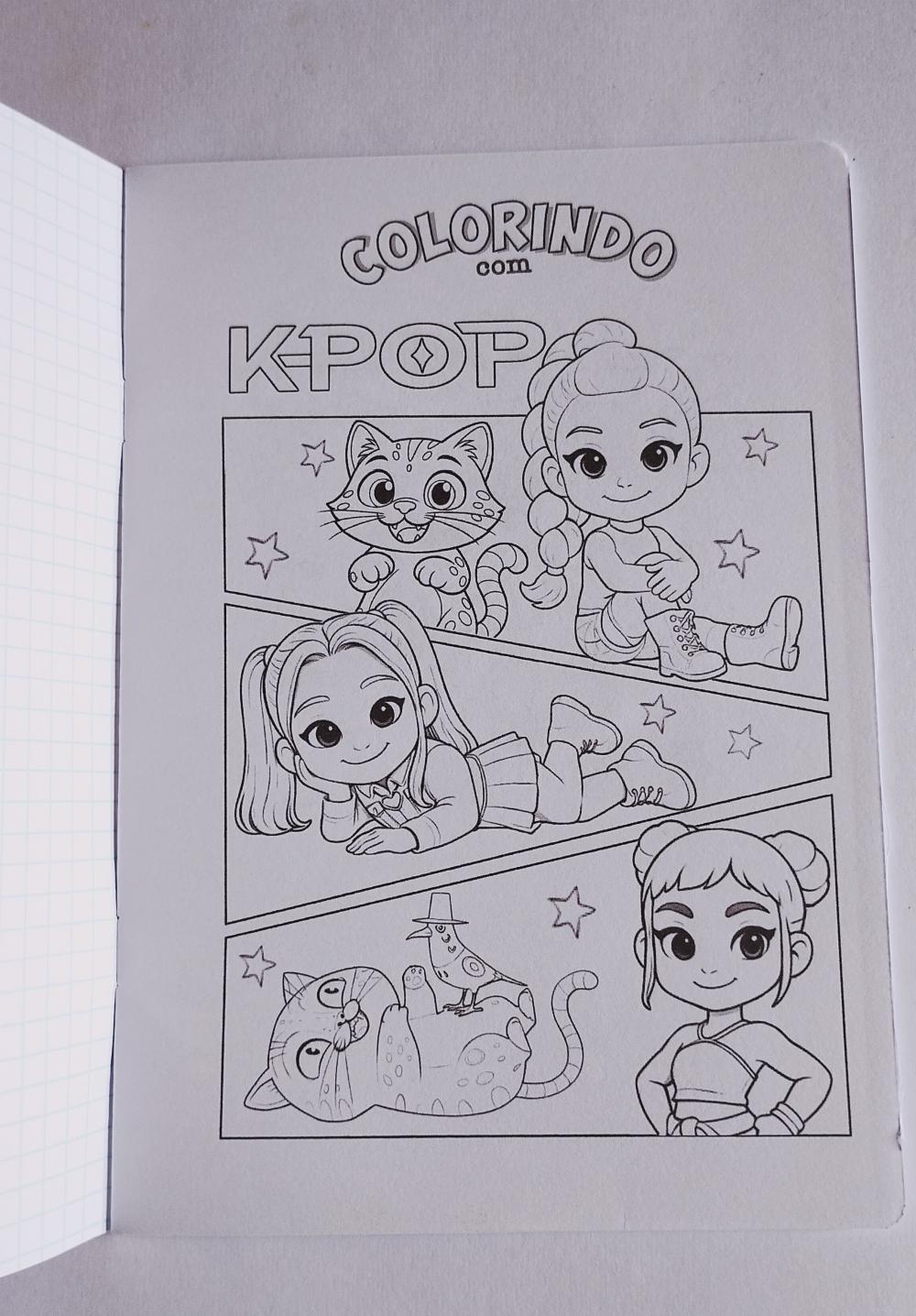 Álbum com Figurinhas Guerreiras Kpop Desenho Colorir Huntrix
