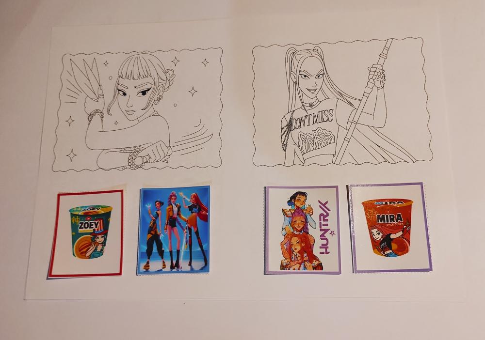 Huntrix Álbum com Figurinhas Guerreiras Kpop Desenhos de Colorir