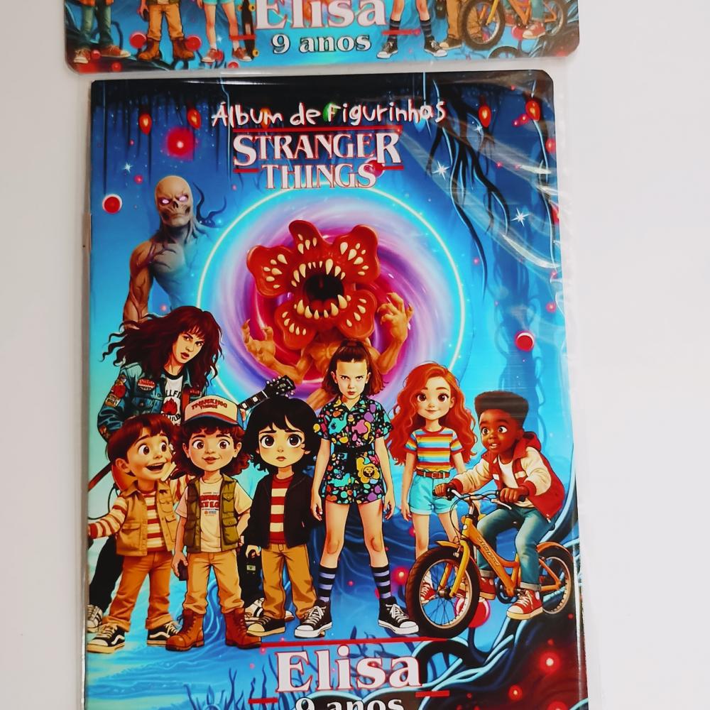 Stranger Things Álbum com Figurinhas Desenhos de Colorir