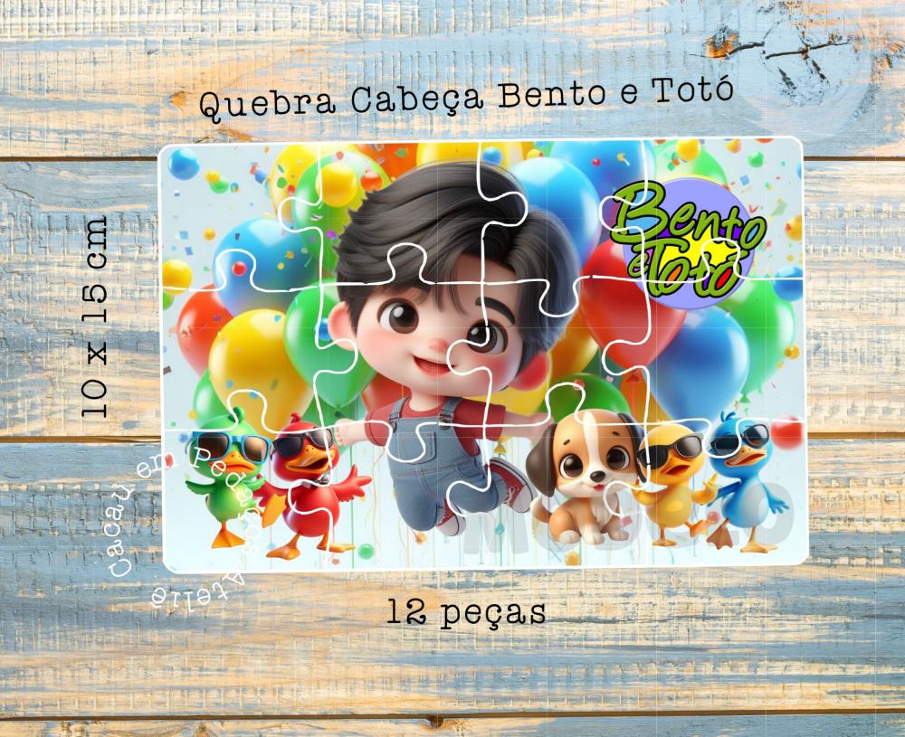Quebra Cabeça  BENTO E TOTÓ Personalizado 10 x 15 cm