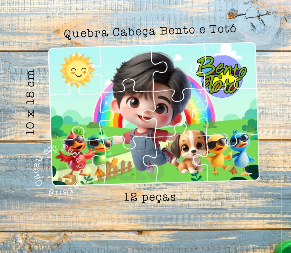 Quebra Cabeça  BENTO E TOTÓ Personalizado 10 x 15 cm