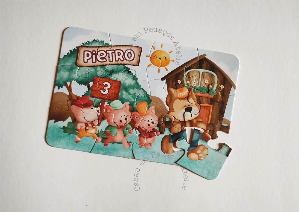 Quebra Cabeça  Os 3 PORQUINHOS Personalizado 10 x 15 cm