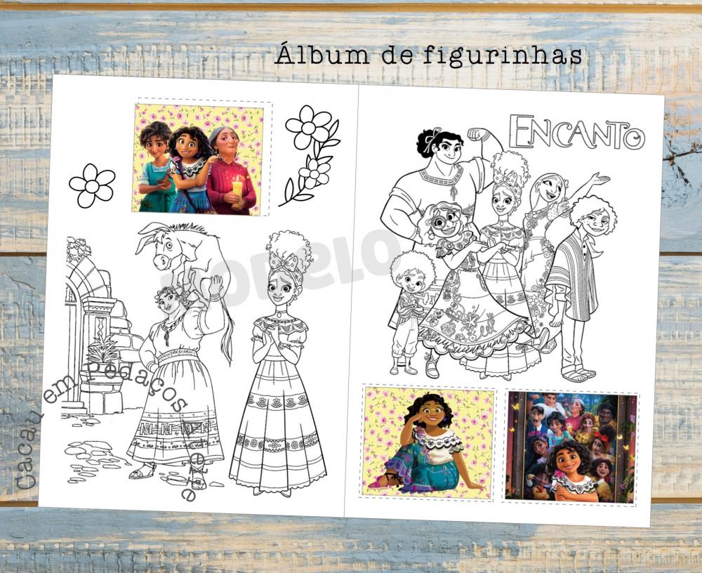 Álbum de Figurinhas e Desenhos para Colorir ENCANTO Vários tema