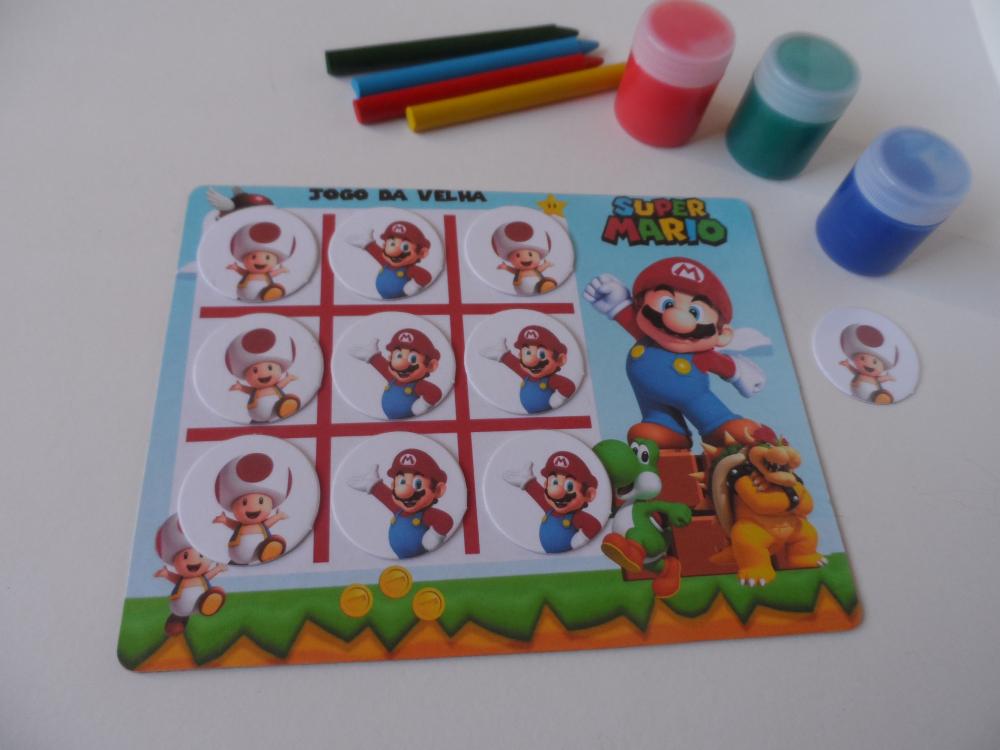 Super Mário Galaxi Jogo da Velha Personalizado + lousa mágica
