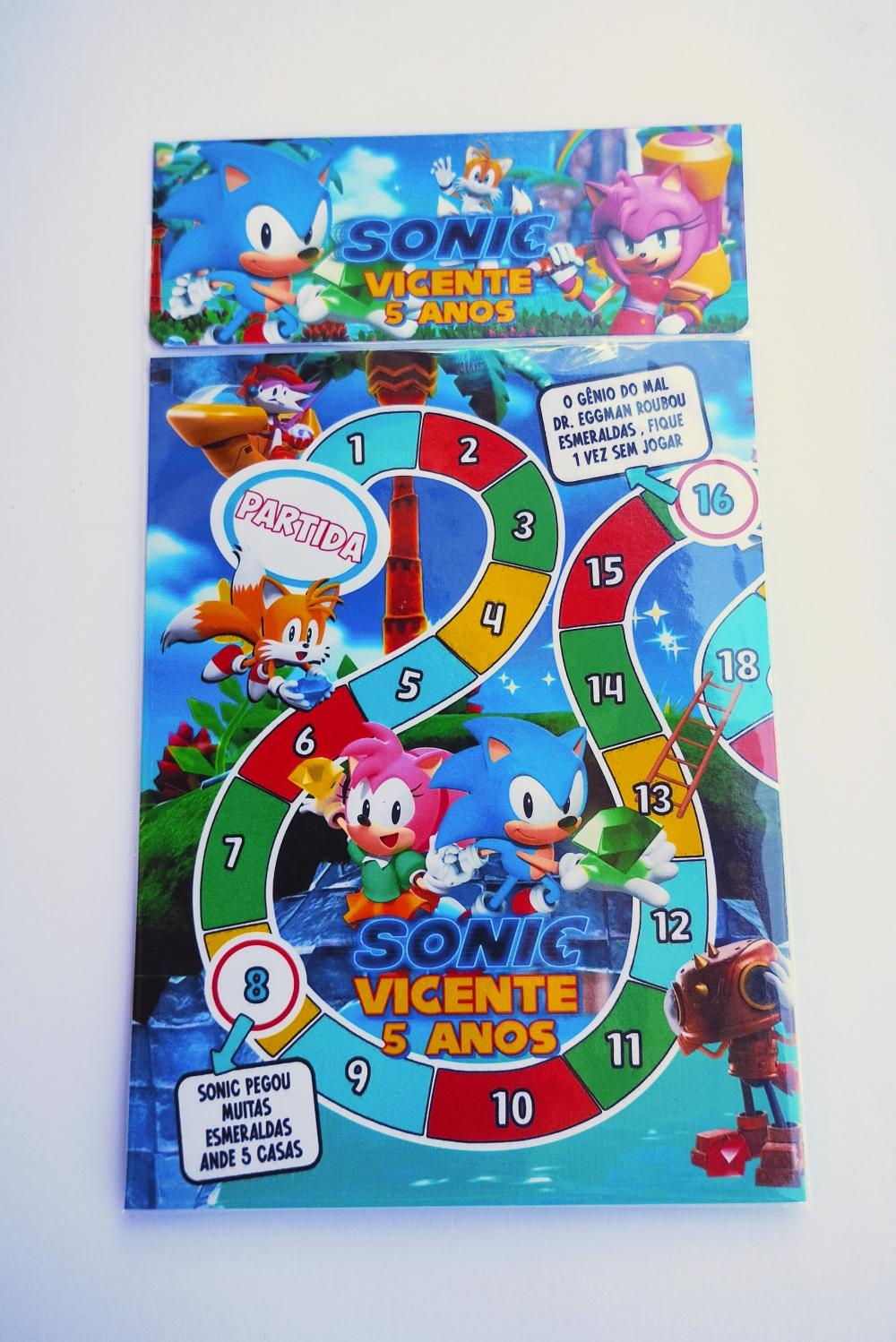 Sonic Jogo de Tabuleiro lembrancinha infantil