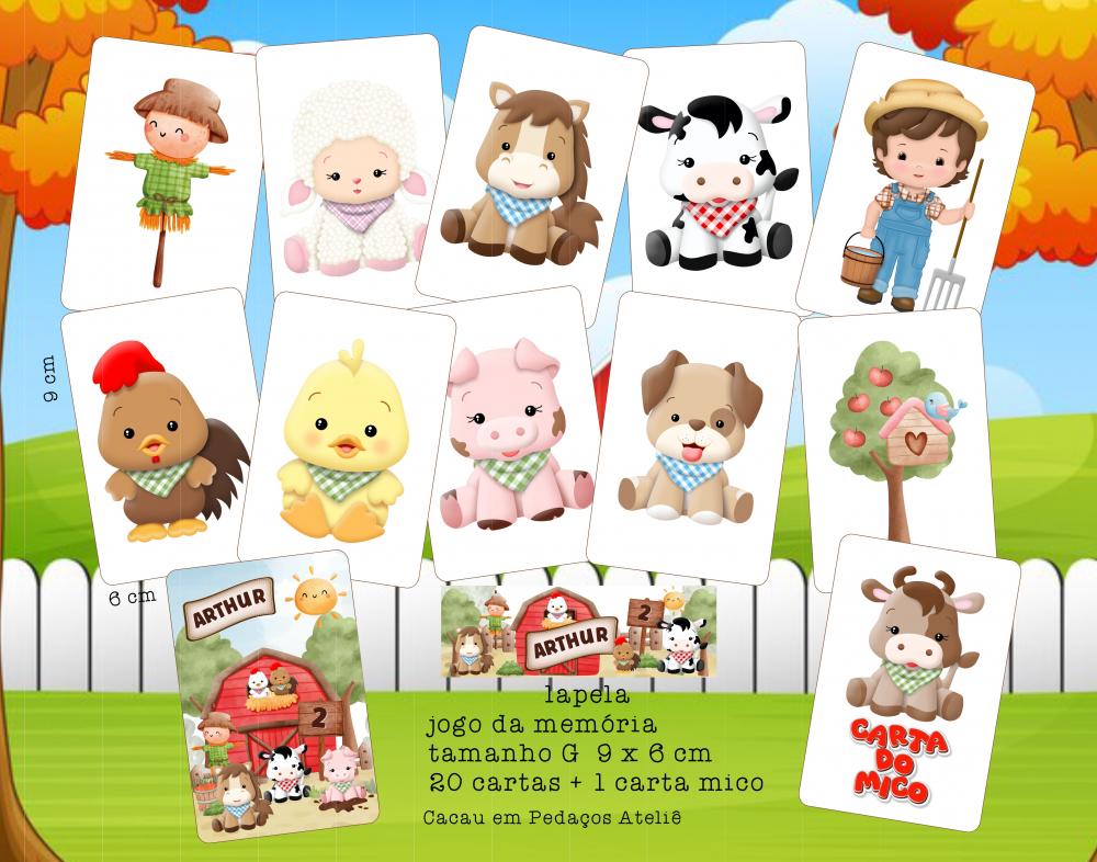 Jogo da memória G personalizado fazendinha