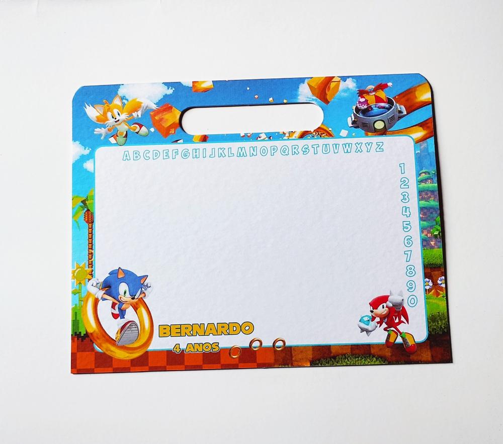Sonic Lousa Mágica Personalizada com caneta cartonada Lembrancin