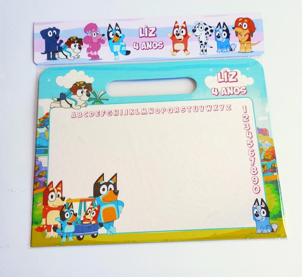 Bluey e Bingo Lousa Mágica Personalizada com caneta cartonada