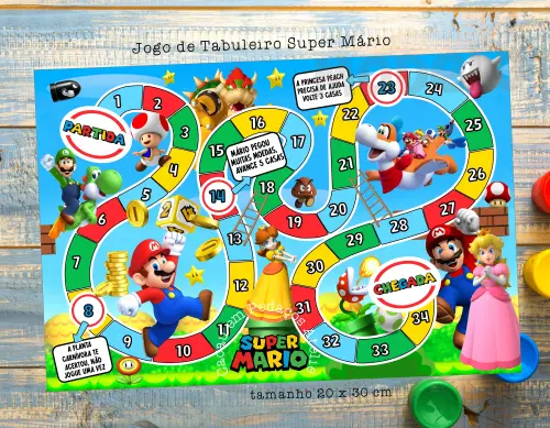 Super Mário Jogo de Tabuleiro 20 x 30 cm lembrancinha infantil