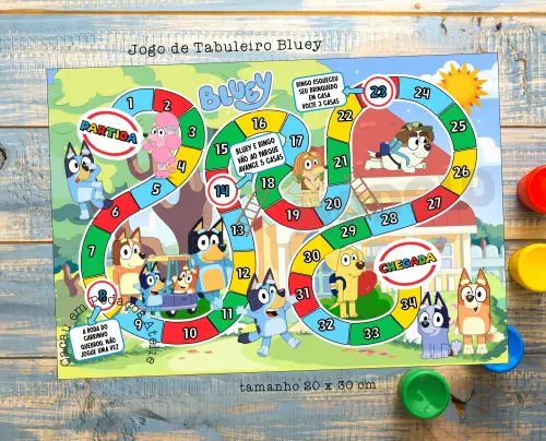 Bluey e Bingo Jogo de Tabuleiro lembrancinha infantil