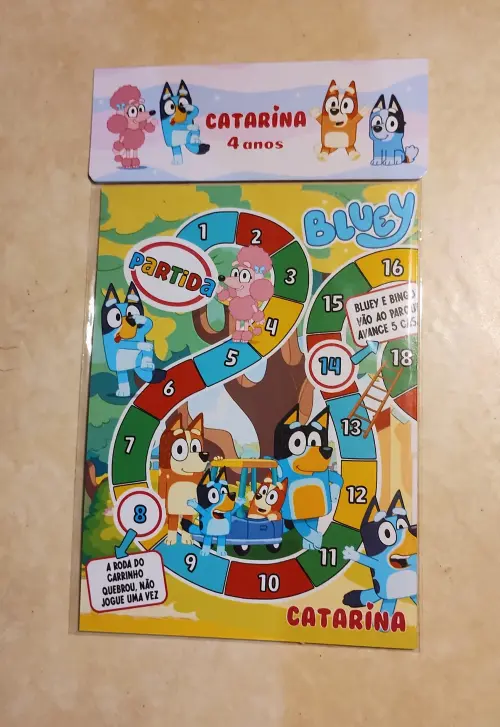 Bluey e Bingo Jogo de Tabuleiro lembrancinha infantil