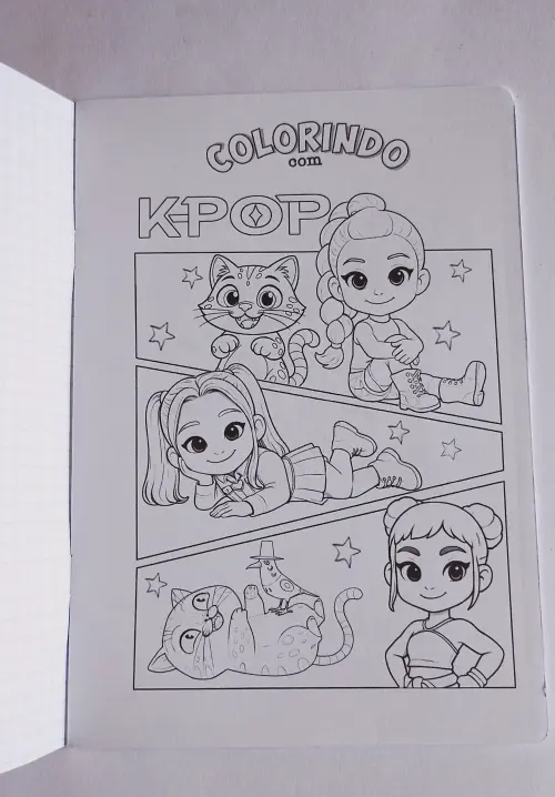 Álbum com Figurinhas Guerreiras Kpop Desenho Colorir Huntrix