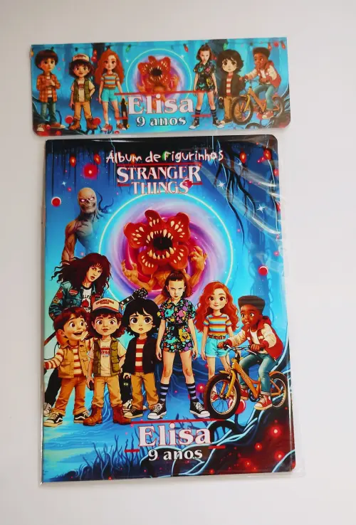 Stranger Things Álbum com Figurinhas Desenhos de Colorir