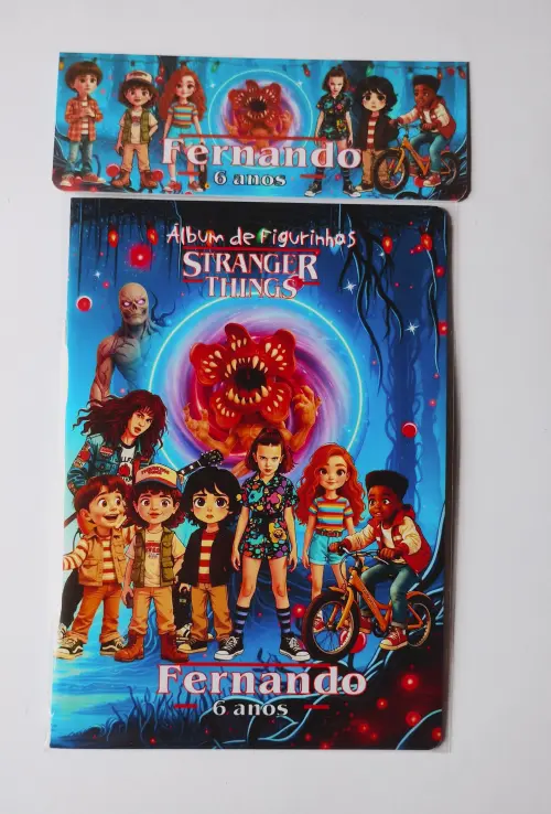Stranger Things Álbum com Figurinhas Desenhos de Colorir