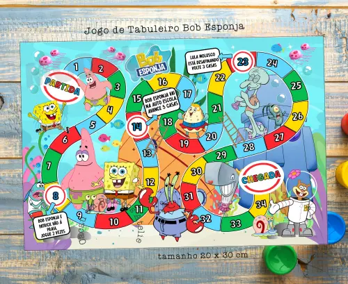 Jogo de Tabuleiro BOB ESPONJA lembrancinha infantil