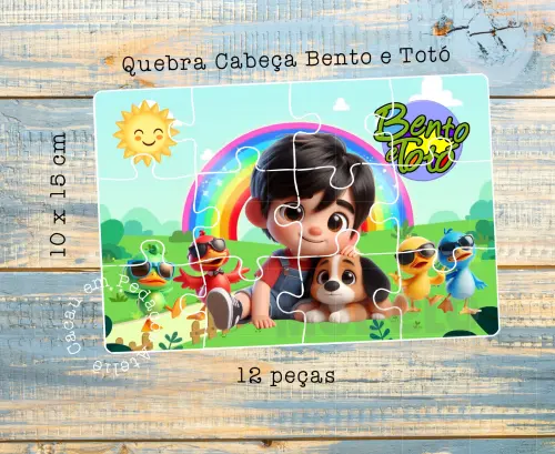 Quebra Cabeça  BENTO E TOTÓ Personalizado 10 x 15 cm