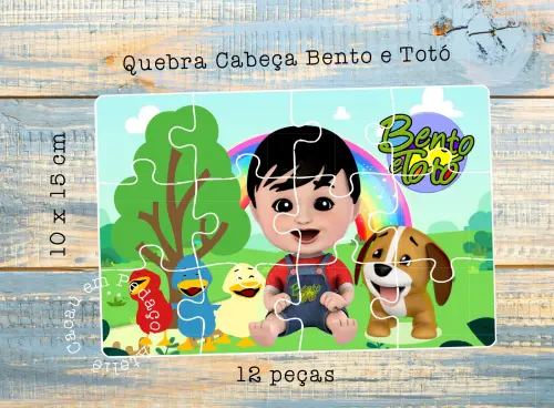 Quebra Cabeça  BENTO E TOTÓ Personalizado 10 x 15 cm