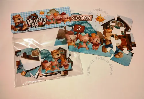 Quebra Cabeça  Os 3 PORQUINHOS Personalizado 10 x 15 cm