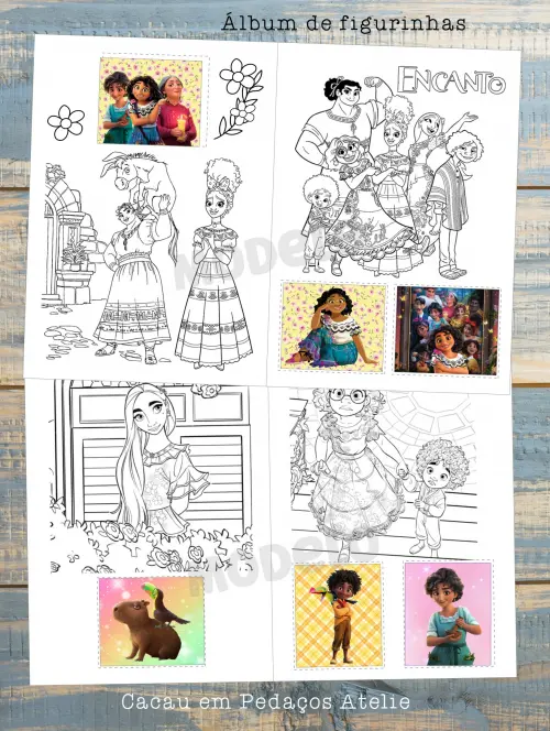 Álbum de Figurinhas e Desenhos para Colorir ENCANTO Vários tema