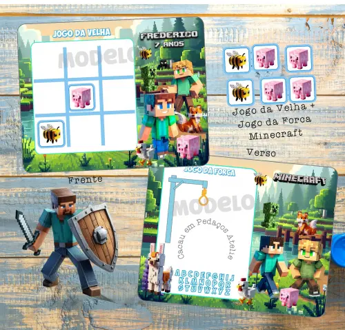 Minecraft Jogo da Velha Personalizado + lousa mágica
