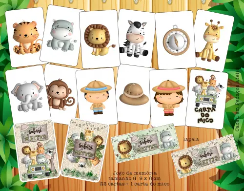 Safári jogo da memória G personalizado 25 cartas