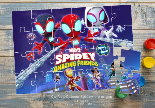Quebra Cabeças 24 Peças SPIDEY   Lembrancinha 20 x 30 cm