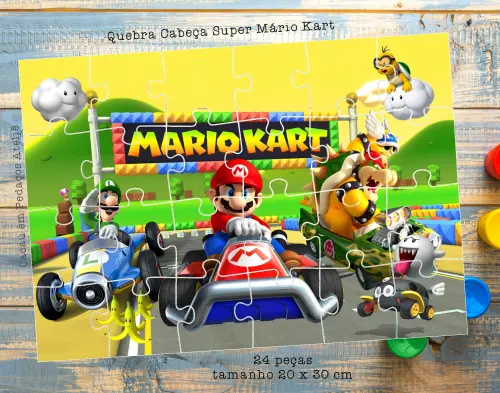 Super Mário Galaxi Kart  Quebra Cabeças Lembrancinha festa infantil