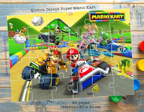 Super Mário Galaxi Kart  Quebra Cabeças Lembrancinha festa infa