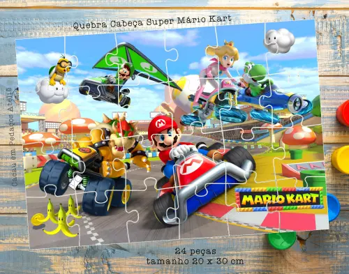 Super Mário Galaxi Kart  Quebra Cabeças Lembrancinha festa infa