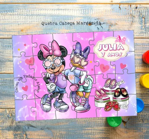 Minnie e Margarida Quebra Cabeça Lembrancinha festa infantil