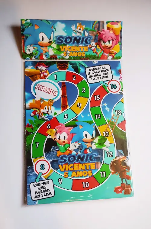 Sonic Jogo de Tabuleiro 20 x 30 cm lembrancinha infantil