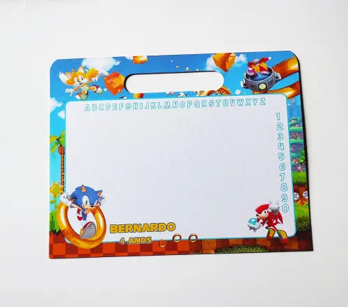 Sonic Lousa Mágica Personalizada com caneta cartonada Lembrancin