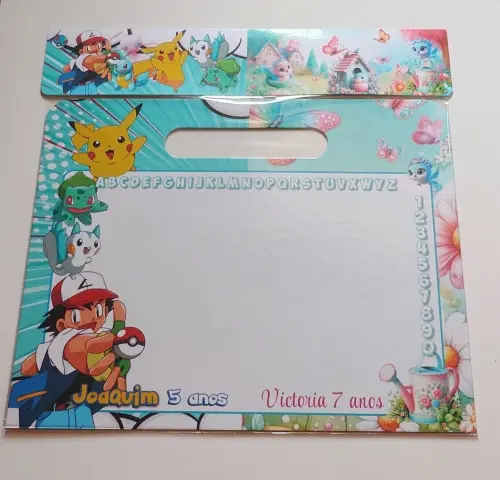 Pokémon Pikachu Lousa Mágica Personalizada com Caneta Cartonada Lembrancinha