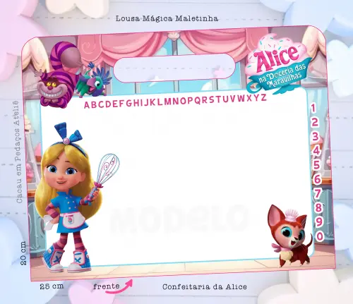 Confeitaria da Alice Lousa Mágica Personalizada com caneta - cartonada vários temas