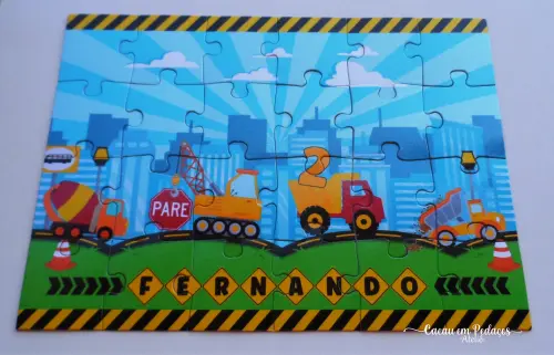 Quebra Cabeça Caminhão Construção Meios de Transporte Lembrancinha Infantil