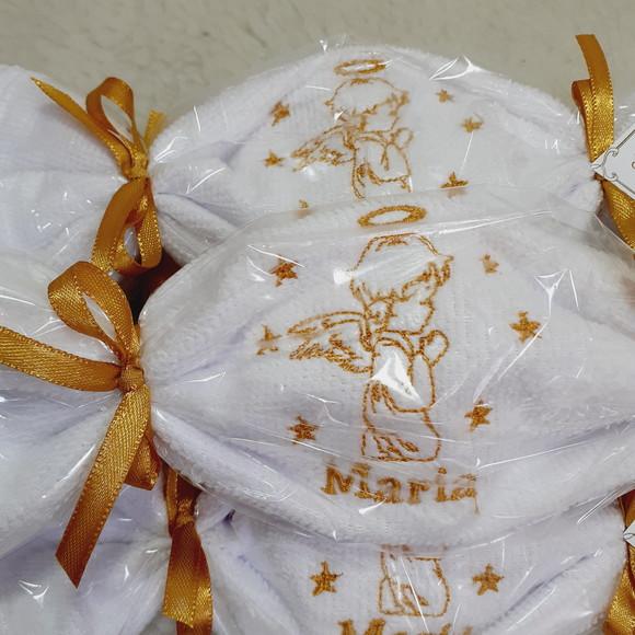 100 Lembrancinha Batizado Personalizada Anjo Toalha Bordada