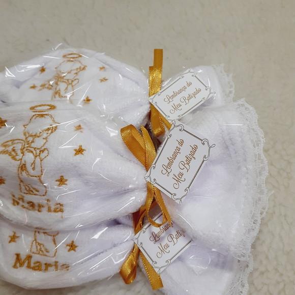 100 Lembrancinha Batizado Personalizada Anjo Toalha Bordada