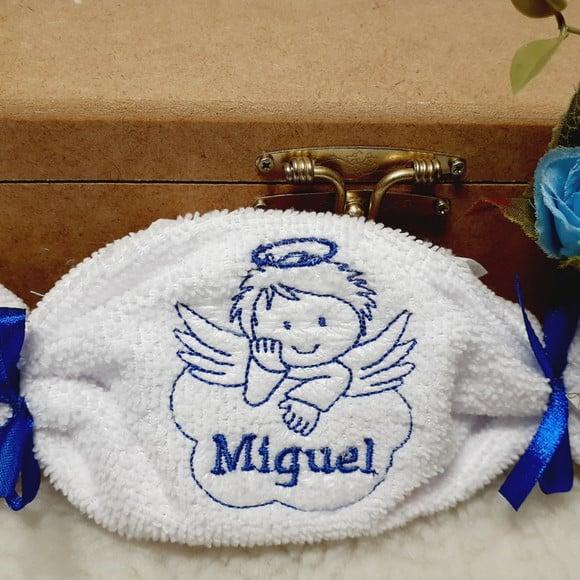 15 Lembrancinha Batizado Personalizada Anjo Toalha Bordada
