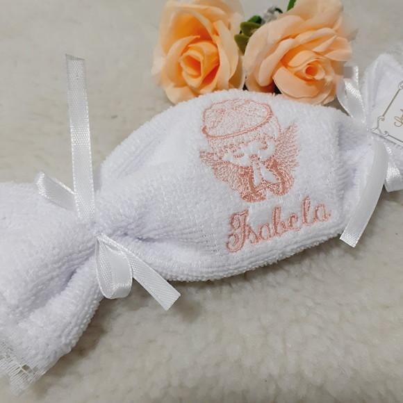 15 Lembrancinha Batizado Personalizada Anjo Toalha Bordada