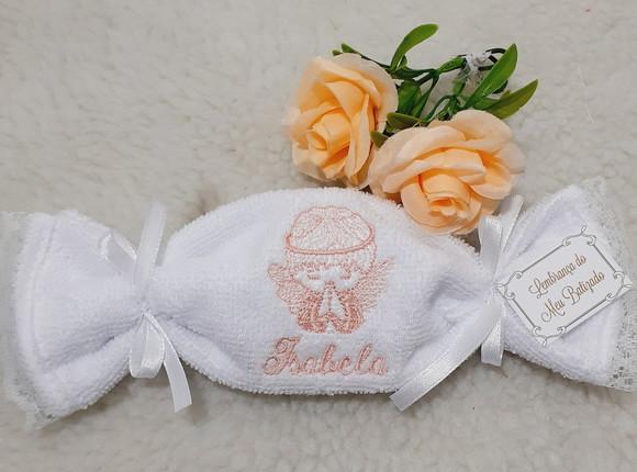 15 Lembrancinha Batizado Personalizada Anjo Toalha Bordada