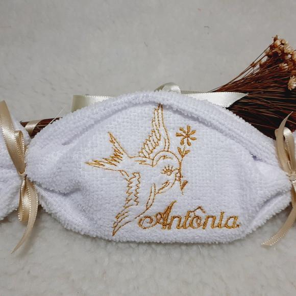 15 Lembrancinha de Batizado Personalizada Pombinha Bordada