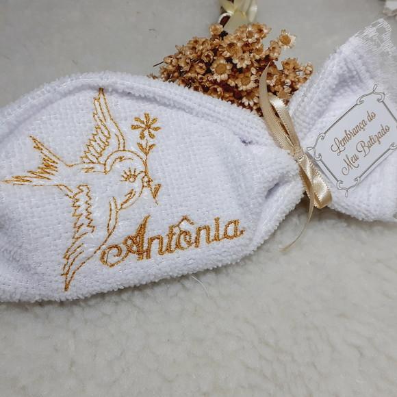 15 Lembrancinha de Batizado Personalizada Pombinha Bordada