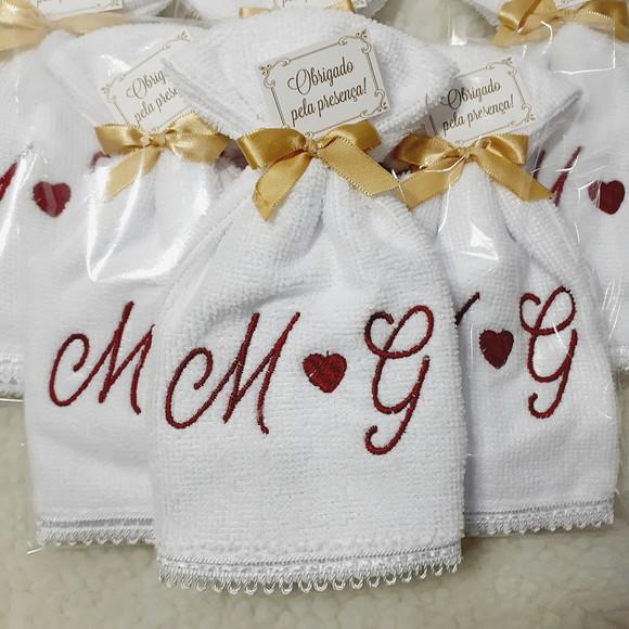 15 Lembrancinhas Personalizada de Casamento Toalha Bordada