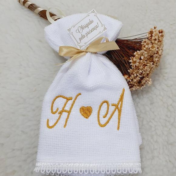 15 Lembrancinhas Personalizada de Casamento Toalha Bordada